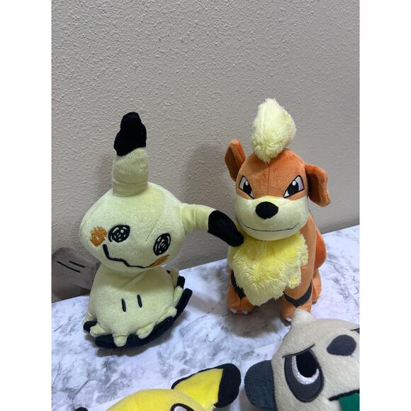 Tomy Pokeman Plushies 4 Pichu Pancham Mimikyu Growlithe Toys Soft Stuffed Anime - Picture 2 of 6